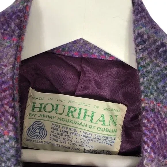 Jimmy Hourihan Cape 100% Pure New Wool Poncho Ireland Plaid Tweed Oversized OSFA - Picture 10 of 12